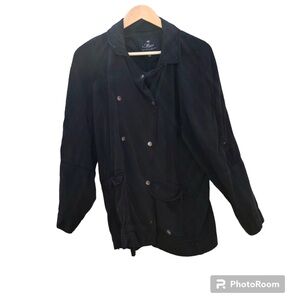 Mavi Jacket Coat Black Denim Like Double Breasted Sz. Large Lightweight